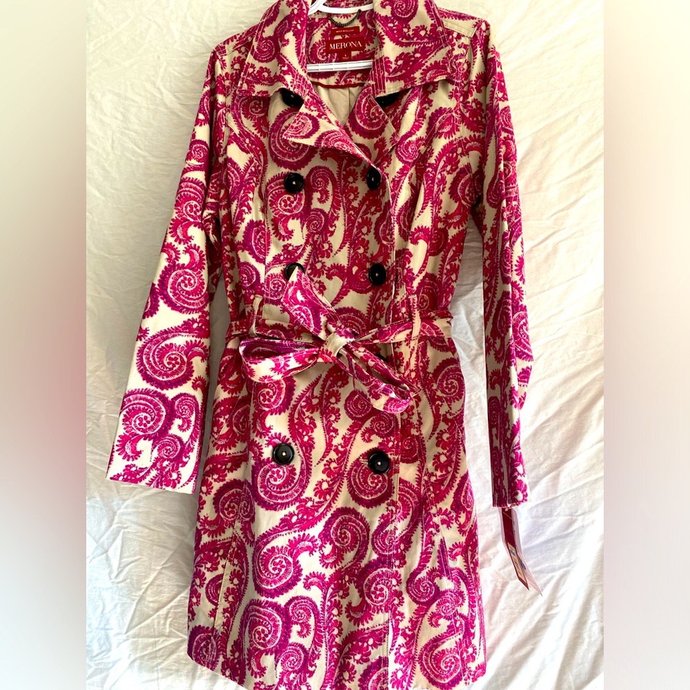 Pink paisley Trench coat NWT